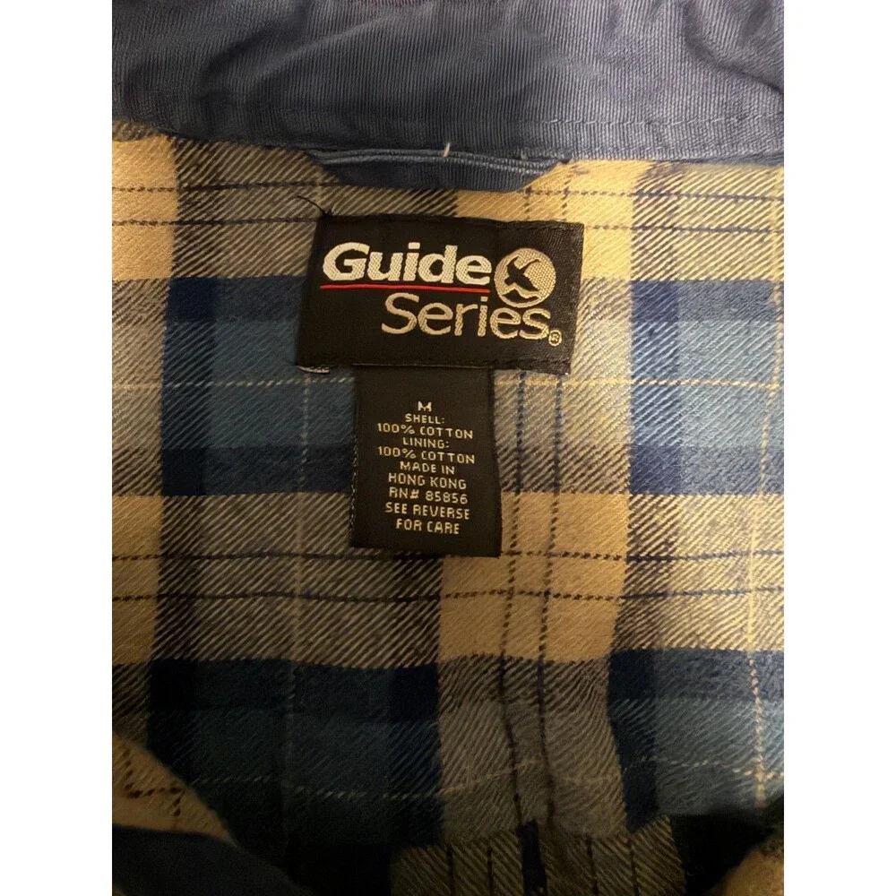 Gander Mountain Guide Series Mens M Blue Flannel Lined Snap Front Shirt Jacket
